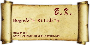 Bognár Kilián névjegykártya